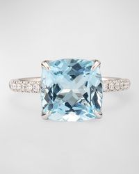 Lisa Nik - 18K Ring With Aquamarine And Diamonds, Size 6 - Lyst