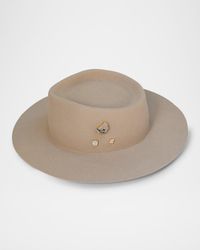 Van Palma - Embellished Wool Felt Fedora - Lyst