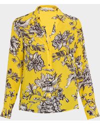 Alice + Olivia - Eloise Button-Front Silk Blouse - Lyst