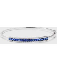 David Kord - 18k White Gold Bangle With Blue Sapphires And Diamonds - Lyst