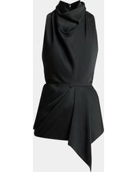 Givenchy - Draped Satin Sleeveless Asymmetric Top - Lyst