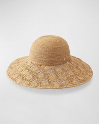 Helen Kaminski - Floral Crocheted Raffia Wide Brim Hat - Lyst