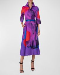 Akris - Superimposition Print Voile Belted Shirtdress - Lyst