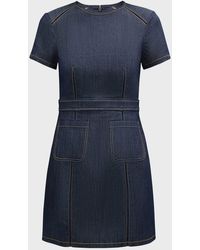 Cinq À Sept - Giana Topstitched Denim Mini Shift Dress - Lyst