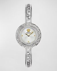 Versace - La Greca Stainless Steel Bangle Bracelet Watch With Wrap Leather Strap, 28Mm - Lyst