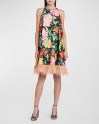 La DoubleJ - La Fenice Feather-trim Dress - Lyst