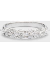 64 Facets - 18k White Gold Marquise Diamond Half Eternity Band Ring, Size 6.75 - Lyst