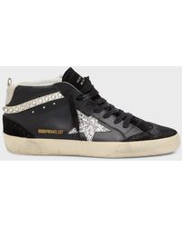 Golden Goose - Mid Star Leather Crystal Wing-tip Sneakers - Lyst