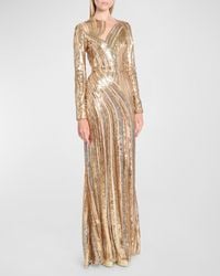 Elie Saab - Sequin Embroidered Tulle Cutout Long-Sleeve Gown - Lyst