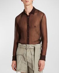 Dries Van Noten - Congreve Sheer Silk Button-Down Shirt - Lyst