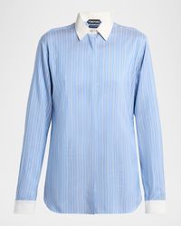 Tom Ford - Striped Silk Button-Down Shirt - Lyst
