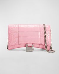 Balenciaga - Hourglass Croc-embossed Wallet Crossbody Bag - Lyst