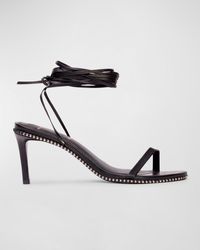 Black Suede Studio - Leather Ankle-Tie Stud Sandals - Lyst