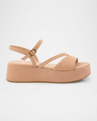 Eileen Fisher - Dae Leather Asymmetrical Flatform Sandals - Lyst
