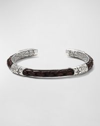 Konstantino - Cassiopeia Sterling Silver & Leather Cuff Bracelet - Lyst