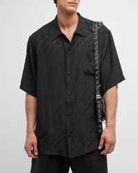 Balenciaga - Logomania All Over Minimal Short Sleeve Shirt Large Fit - Lyst