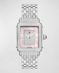 Michele - Deco Madison Mid Peony Pave Center Watch - Lyst