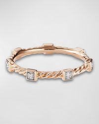 David Yurman - Cable Collectibles Stacking Band Ring W/ Diamonds In 18k Rose Gold, Size 9 - Lyst