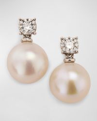 Utopia - 18K Diamond Earrings With Freshwater Pearls - Lyst