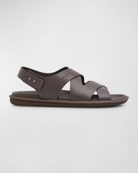 Giorgio Armani - Leather Crisscross Sandals - Lyst