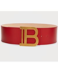 Balmain - B Logo Calfskin Buckle Belt - Lyst