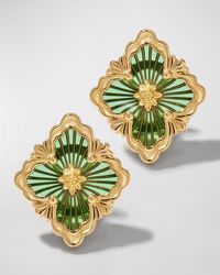 Buccellati - Opera Tulle Medium Button Earrings In Green Enamel - Lyst