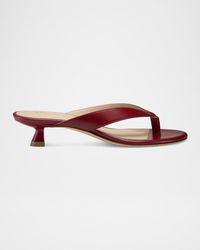 Stuart Weitzman - Rio Leather Kitten-Heel Thong Sandals - Lyst