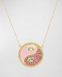 Stevie Wren - Gemini 18k Yellow Gold Pink Enamel Gemstone Necklace - Lyst