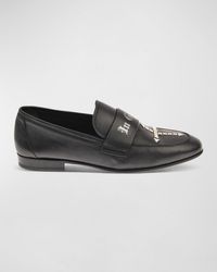John Richmond - Studded Cross Leather Loafers - Lyst