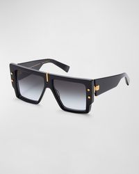 Balmain - B-Grand Acetate & Titanium Square Sunglasses - Lyst