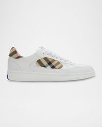 Burberry - Apos;S Terrace Mix Leather And Check Low-Top Sneakers - Lyst
