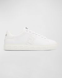 Versace - La Greca Leather Low-Top Sneakers - Lyst