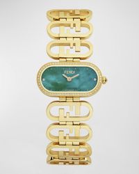 Fendi - O'Lock Horizontal Oval Bracelet Watch With Diamonds - Lyst
