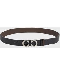 Ferragamo - Double Adjustable Reversible Leather Gancini Belt - Lyst