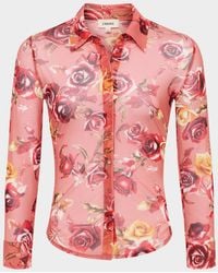L'Agence - Indiana Fitted Semi-Sheer Blouse - Lyst
