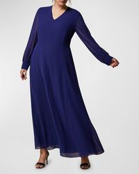 Marina Rinaldi - Plus Size Cambio Sheer-Sleeve A-Line Maxi Dress - Lyst