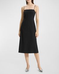 Theory - Strappy A-Line Linen-Blend Midi Dress - Lyst