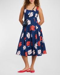 Kate Spade - Dotty Pleated Floral-Print Midi Dress - Lyst
