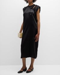 Simone Rocha - Gathered Shoulder-Cutout Satin Midi Sack Dress - Lyst