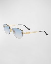 Vintage Frames Company - L'enfant Terrible Drill Mount 24k Yellow Gold Rectangle Sunglasses - Lyst
