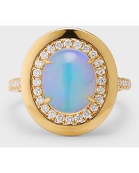 David Kord - 18k Yellow Gold Ring With Oval Opal And Diamonds, Size 7, 2.37tcw - Lyst