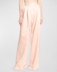 Alex Perry - High-Rise Pleated Wide-Leg Satin Crepe Trousers - Lyst