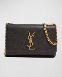 Saint Laurent - Kate Small Ysl Monogram Grain De Poudre Crossbody Bag On Chain - Lyst