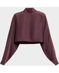 LAPOINTE - Lightweight Satin Crop Caftan Top - Lyst