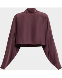 LAPOINTE - Lightweight Satin Crop Caftan Top - Lyst