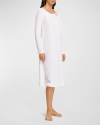 Hanro - Naila Lace-Trim Cotton Nightgown - Lyst