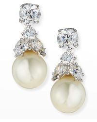 Fantasia by Deserio - 2.50 Tcw Cz Stud & Simulated Pearly Dangle Earrings - Lyst