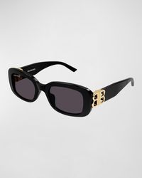 Balenciaga - Cut-out Bb Acetate Rectangle Sunglasses - Lyst