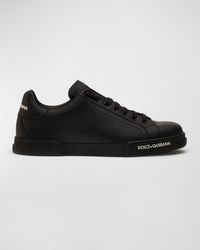 Dolce & Gabbana - Portofino Calf Leather Low-Top Sneakers - Lyst