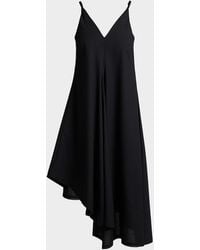 Santorelli - Kourt Asymmetric Linen-Blend Midi Dress - Lyst